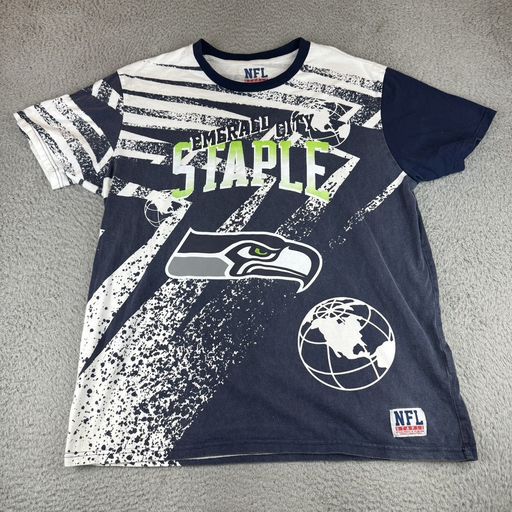 Staple Seattle Seahawks Shirt XL Navy White NFL Team Apparel Football Aop